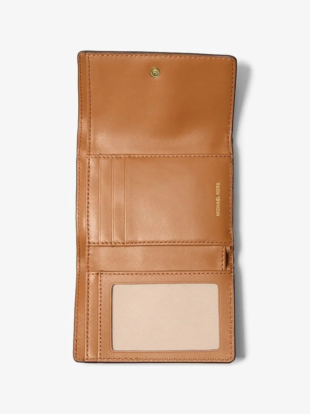Michael Kors Jet Set Signature Logo Print XS Tri-Fold Wallet Brown / Acorn NWT